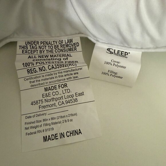 Sleep Philosophy Smart Cool Down Alternative Comforter Full/Queen 86"x86" Lightw - Picture 4 of 7